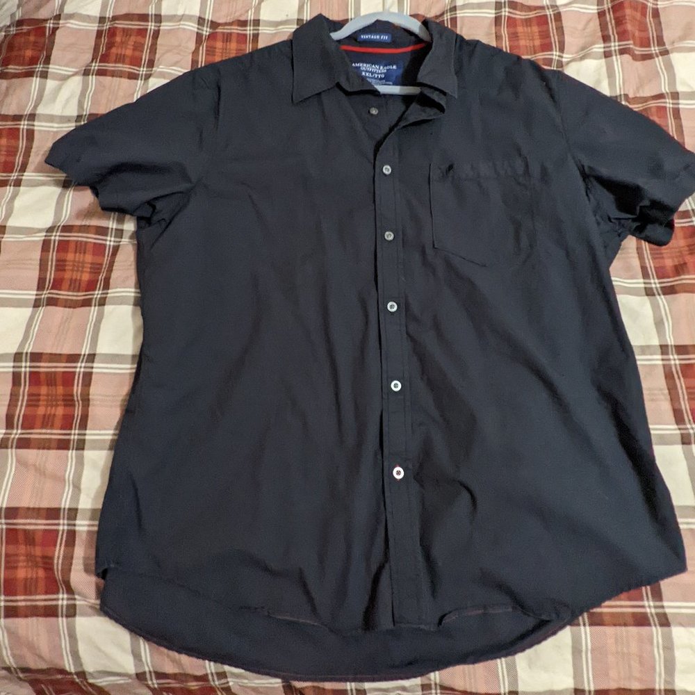 Black S/S American Eagle button up - 2XL